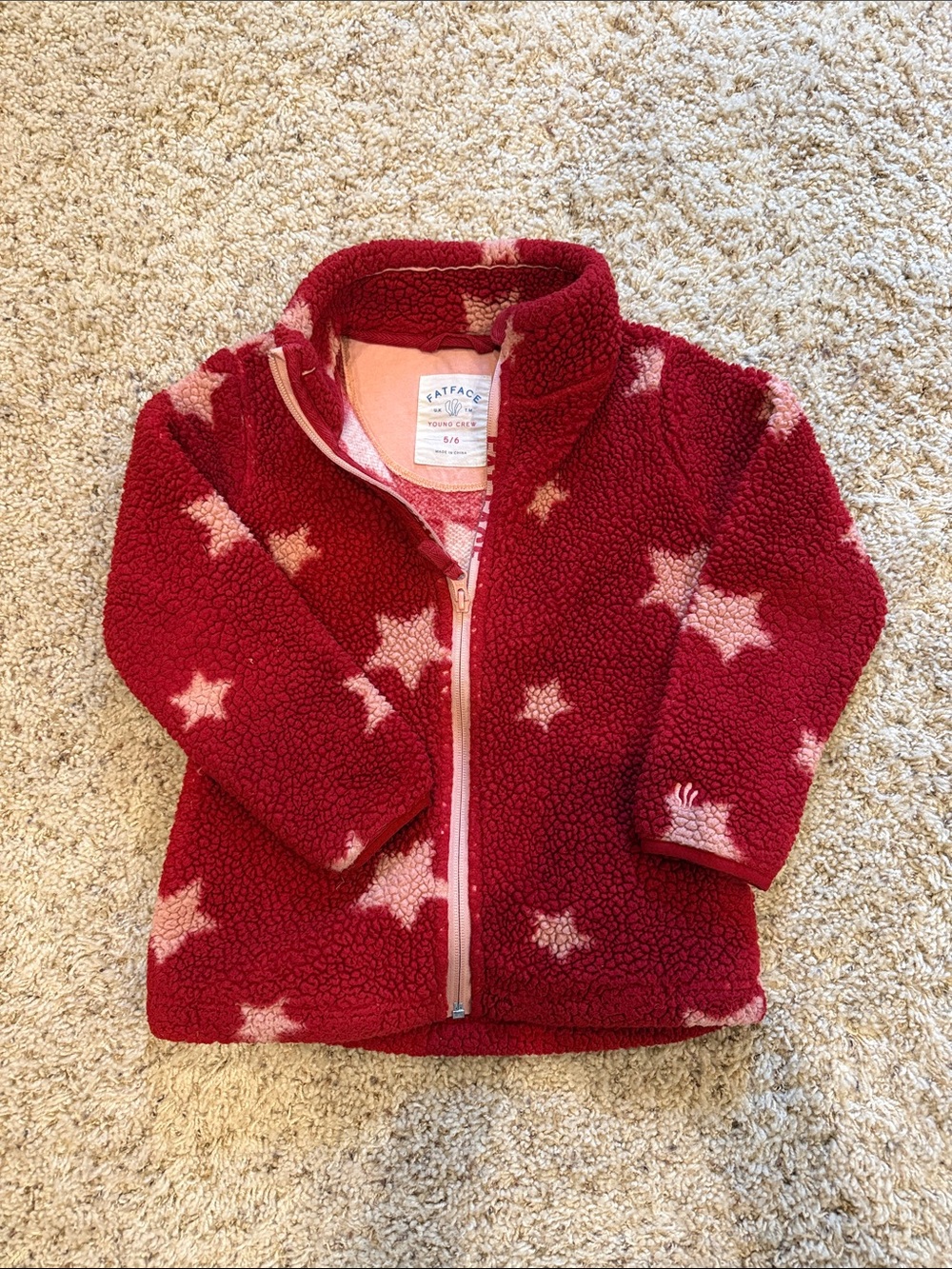 FatFace Red Star Sherpa Zip Hoodie - Kids